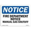 Signmission OSHA Sign, 3.5" H, 5" W, Fire Department Notice Manual Gas Shutoff Sign, Landscape, 10PK OS-NS-D-35-L-12561-10PK